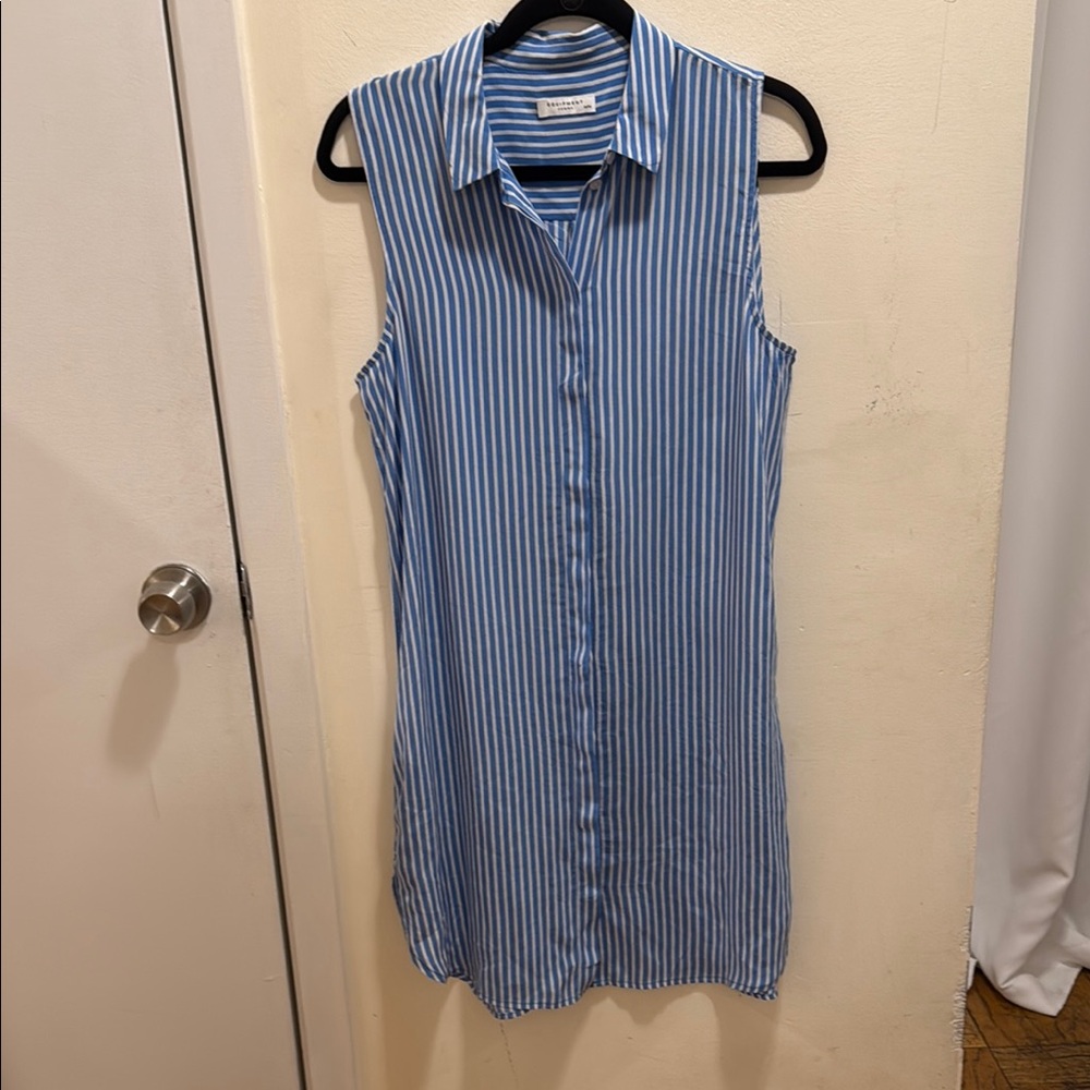 Equipment Blue and White Striped Shirt